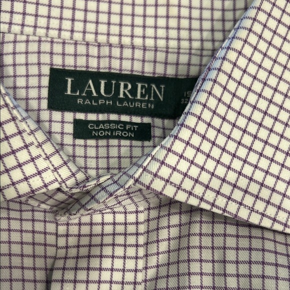Lauren Ralph Lauren Lavender and White Checkered Dress Shirt, perfect condition! - Picture 5 of 5